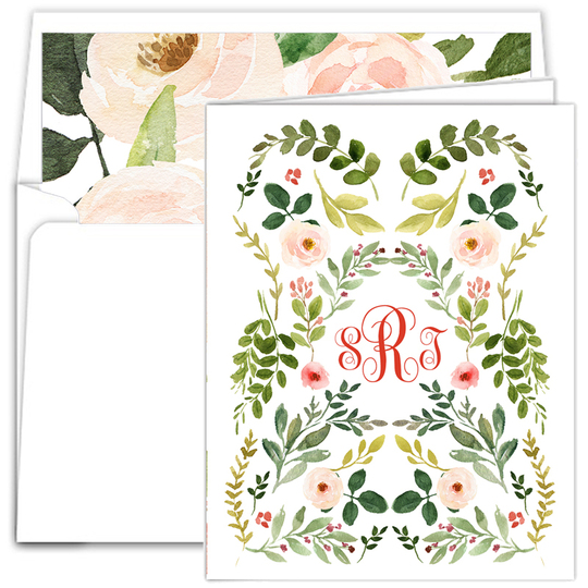 Garden Vines Vertical Folded Note Cards